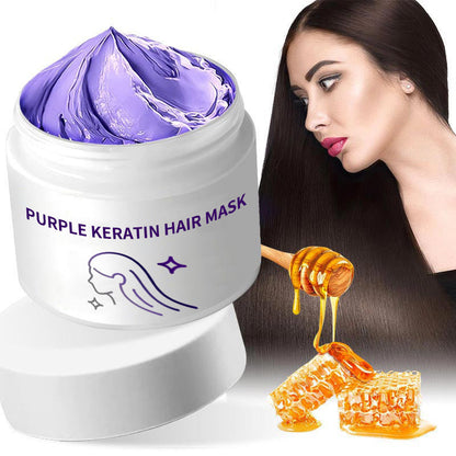 Purple Keratin Hair Mask - Locks Color & Neutralizes Brass & Yellow Tones For Blonde Silver Gray Highlighted Hair