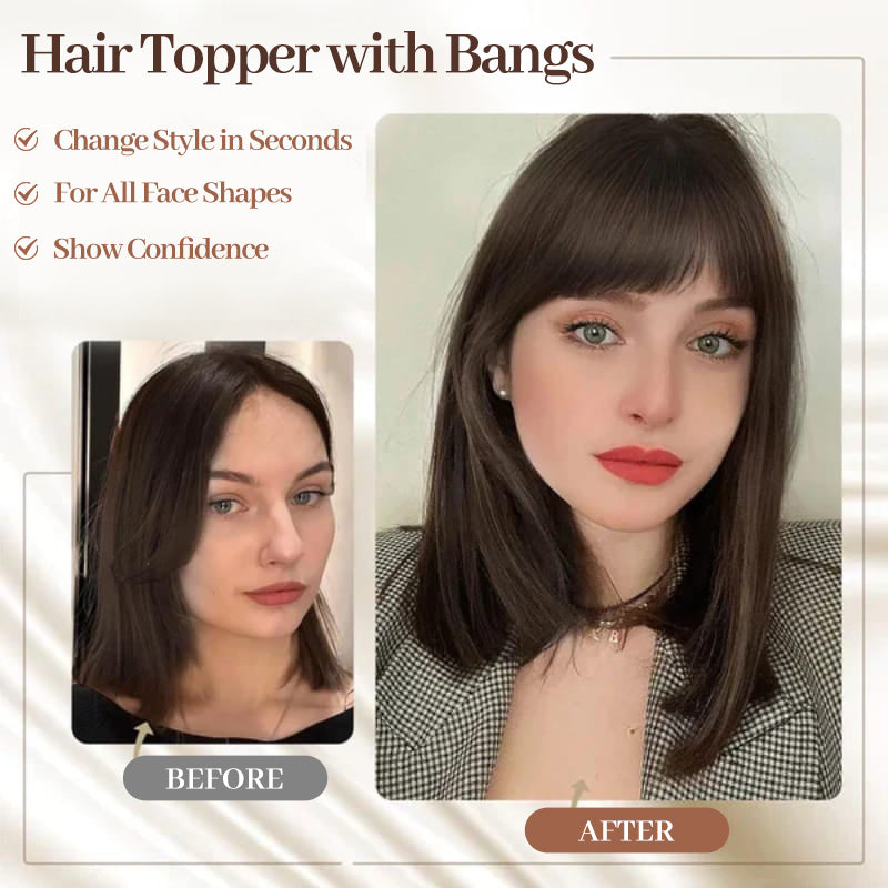 🔥Natural Hair Toppers with Bangs for Women