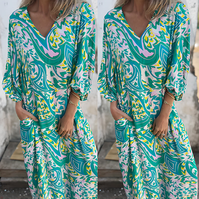 Vibrant Bohemian Printed Maxi Dress