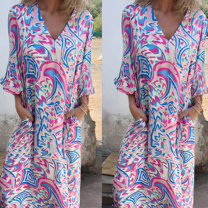 Vibrant Bohemian Printed Maxi Dress