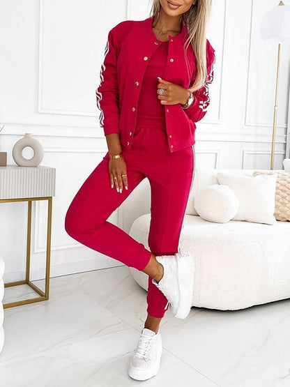 ✨Women's Three-piece Baseball Jacket And Pants Set