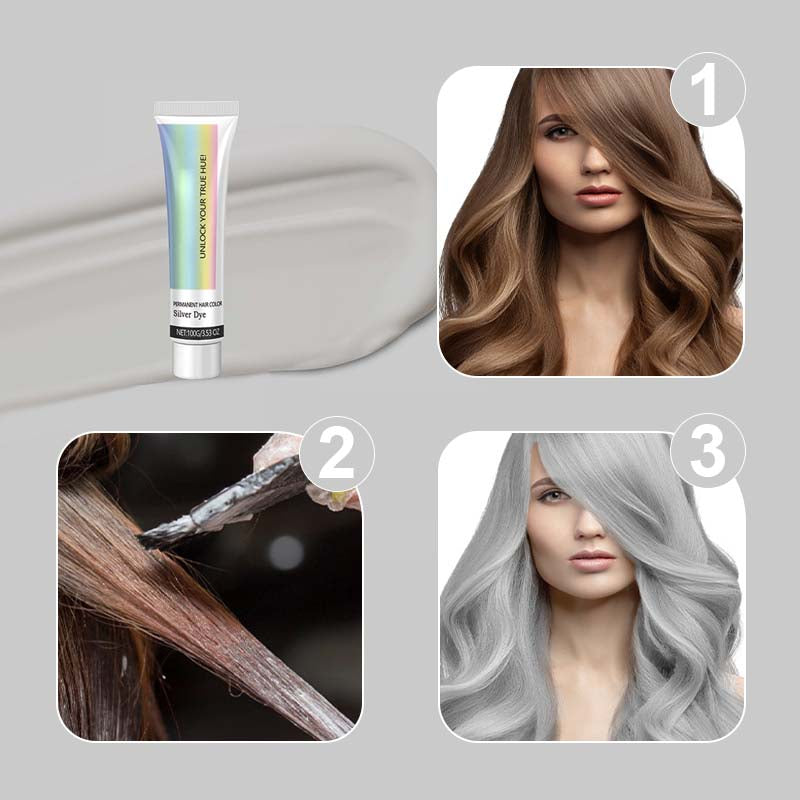 🎁2-in-1 Natural Essence Extract Silver Hair Dye-🔥Safer and Long-lasting