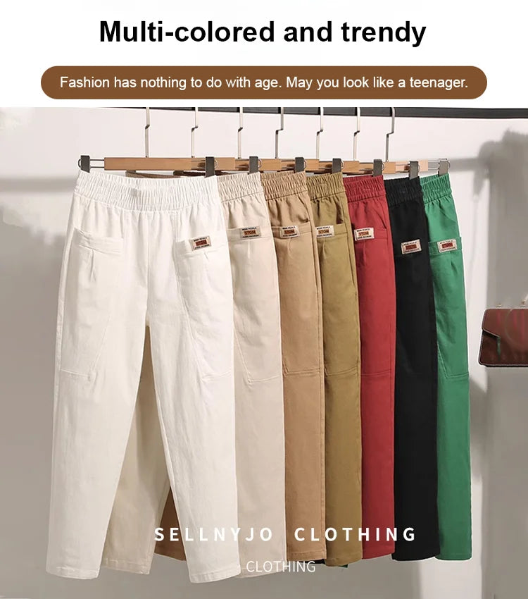 🔥Good Gift-Women's Elastic Waist Cotton Trousers