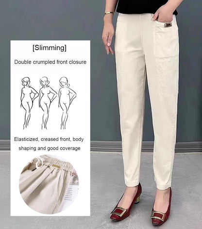 🔥Good Gift-Women's Elastic Waist Cotton Trousers