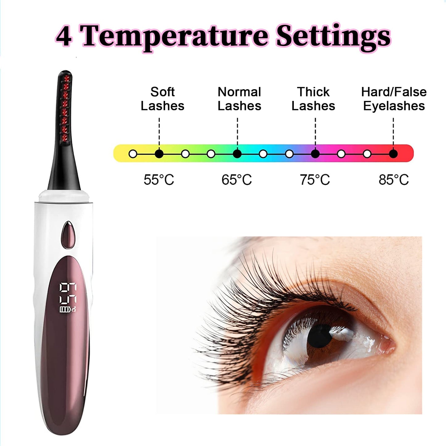 Double Sided Anti-Burning Heated Eyelash Curler - Safe and Stunning Lashes