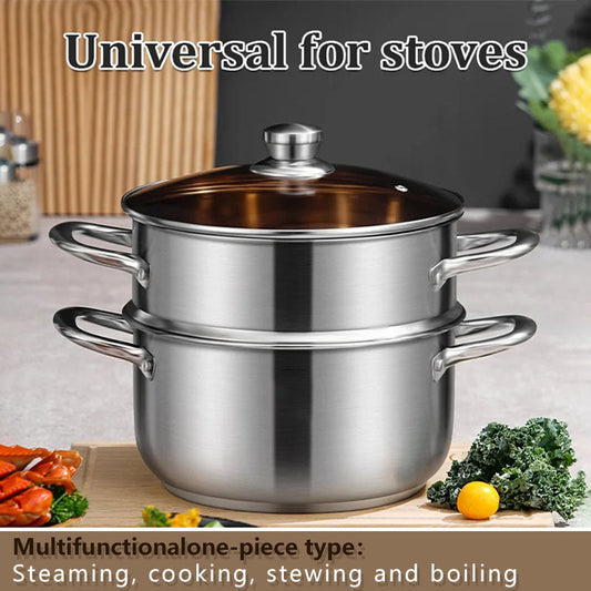 Stainless Steel Multifunctional Double-Layer Pot & Steamer