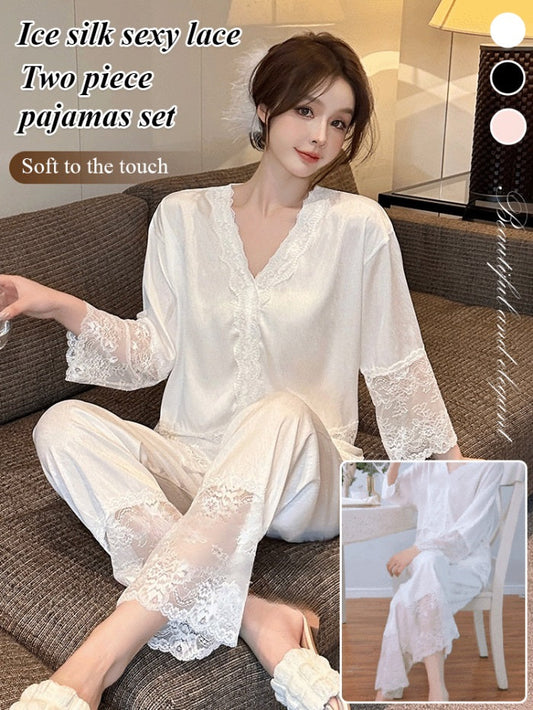 🌸Hot Sale 40% Off🌸Ice Sexy Lace Pajamas Two Piece Set