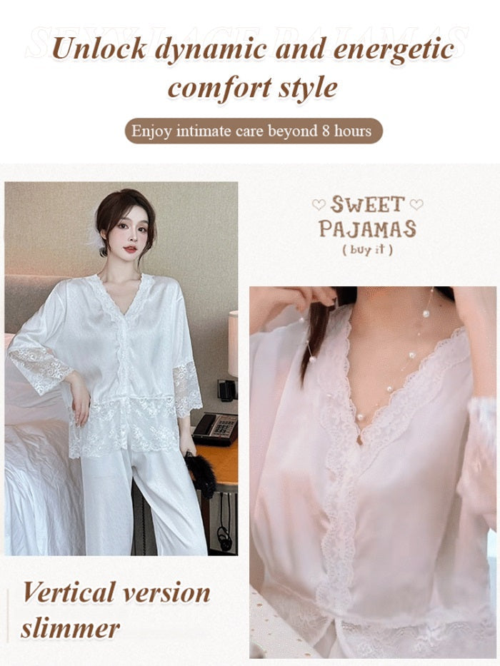 🌸Hot Sale 40% Off🌸Ice Sexy Lace Pajamas Two Piece Set