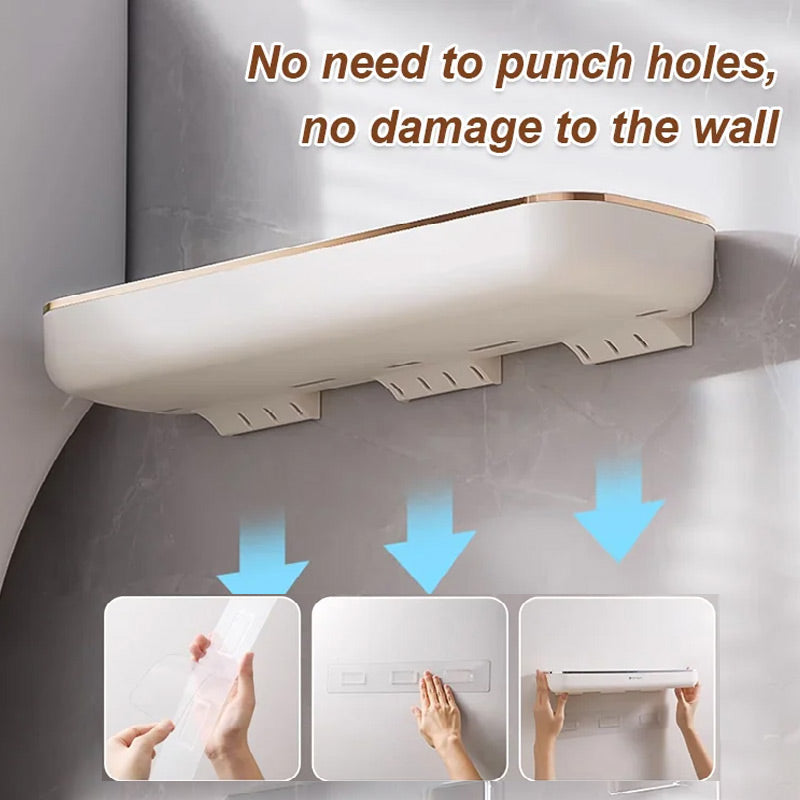 No-Punch Wall Mounted Bathroom Storage Shelf