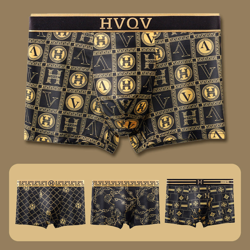 Men's Luxury Printed Breathable Cooling Boxer Briefs