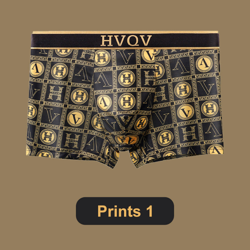 Men's Luxury Printed Breathable Cooling Boxer Briefs