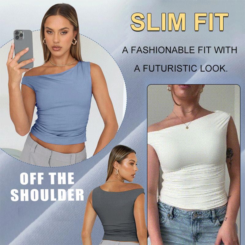 Women’s Versatile Solid Color Off-Shoulder Tank Top