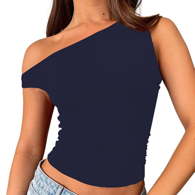 Women’s Versatile Solid Color Off-Shoulder Tank Top