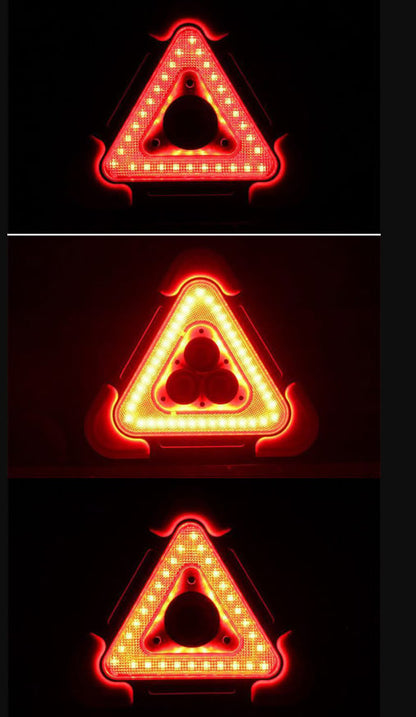 2-IN-1 Solar Emergency Triangle Warning Light at the Roadside