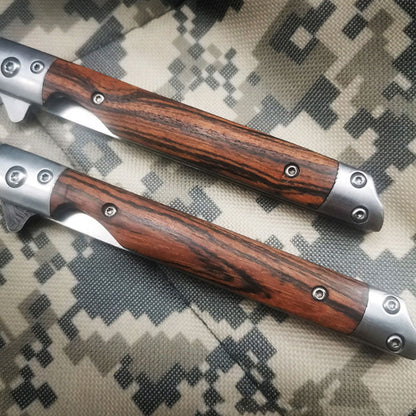 🗡️✨Folding Knife With Wooden Handle For Work, Hiking & Camping⛺