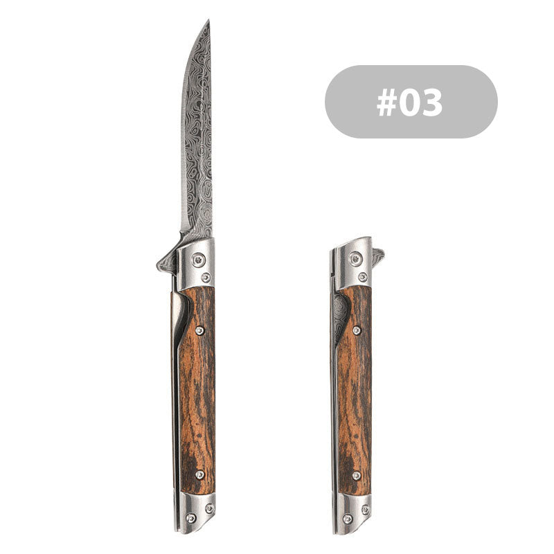 🗡️✨Folding Knife With Wooden Handle For Work, Hiking & Camping⛺