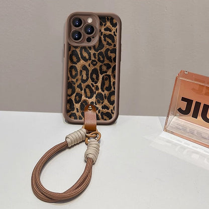 Leopard Print iPhone Case with Lanyard