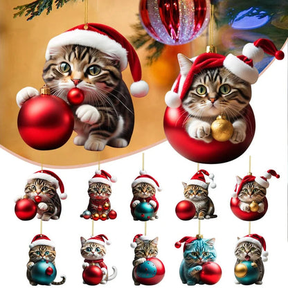 🎄10 Piece 😻  Cat Christmas Tree Ornaments. Hanging Cat Ornaments