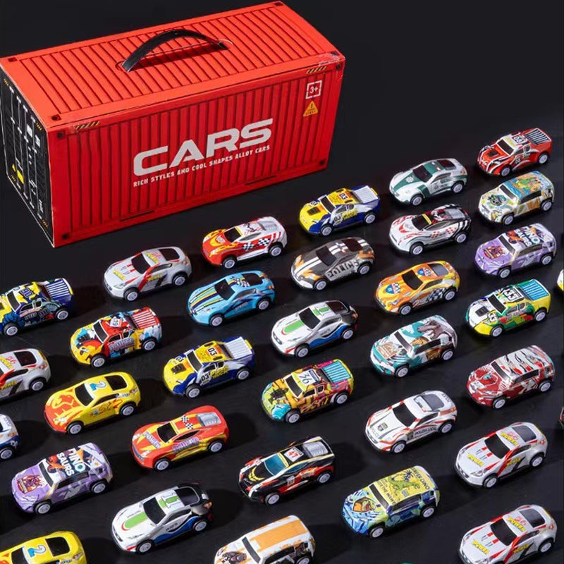 48 Mini Pull-Back Cars with Built-In Garage Set