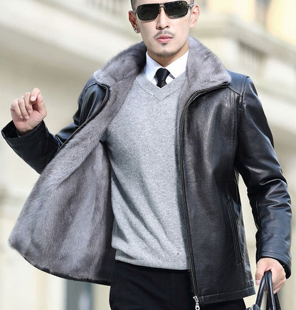 [Perfect gift] Men’s Winter Chic Fleece Leather Jacket