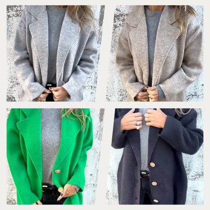 Women's Long-sleeve Tweed Lapel Coat