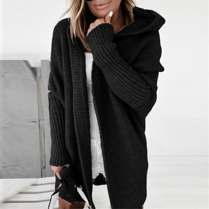 Women's Autumn Knit Open Front Hooded Coat