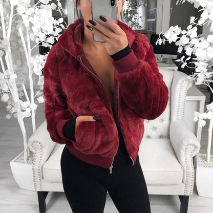 Women's Faux Fur Warm Coat with Pockets