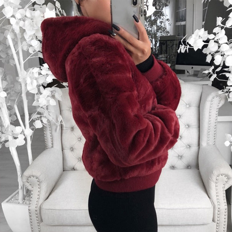 Women's Faux Fur Warm Coat with Pockets