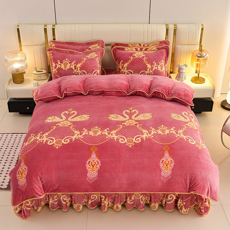 Ultra-Soft Luxury Thickened Faux Velvet 4-Piece Bedding Set