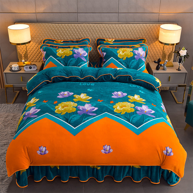 Ultra-Soft Luxury Thickened Faux Velvet 4-Piece Bedding Set