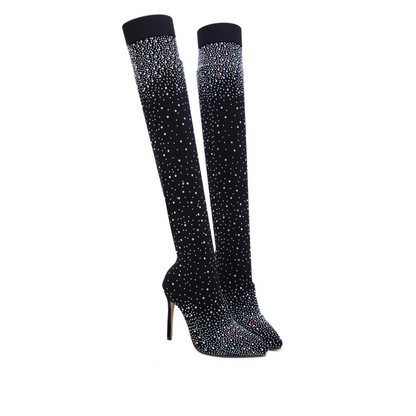 🎁Women’s Sparkly Faux Diamonds Over-the-Knee Boots👠