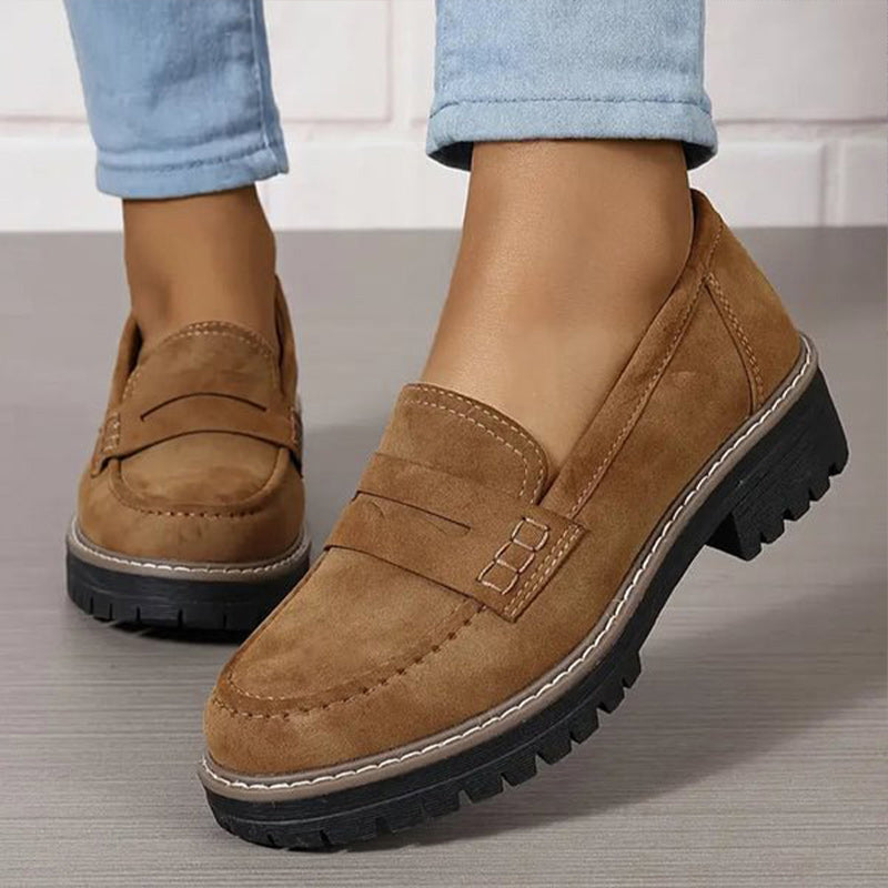 Women's Comfortable Chunky Slip On Platform Loafers