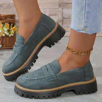 Women's Comfortable Chunky Slip On Platform Loafers