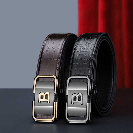 🔥Men's Crocodile-Patterned Automatic Buckle Belt