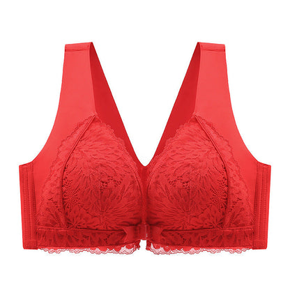 Women's Front-Clasp Lace Bra with Lift and Anti-Sagging Design