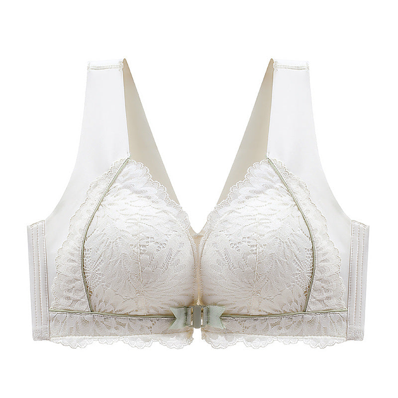 Women's Front-Clasp Lace Bra with Lift and Anti-Sagging Design