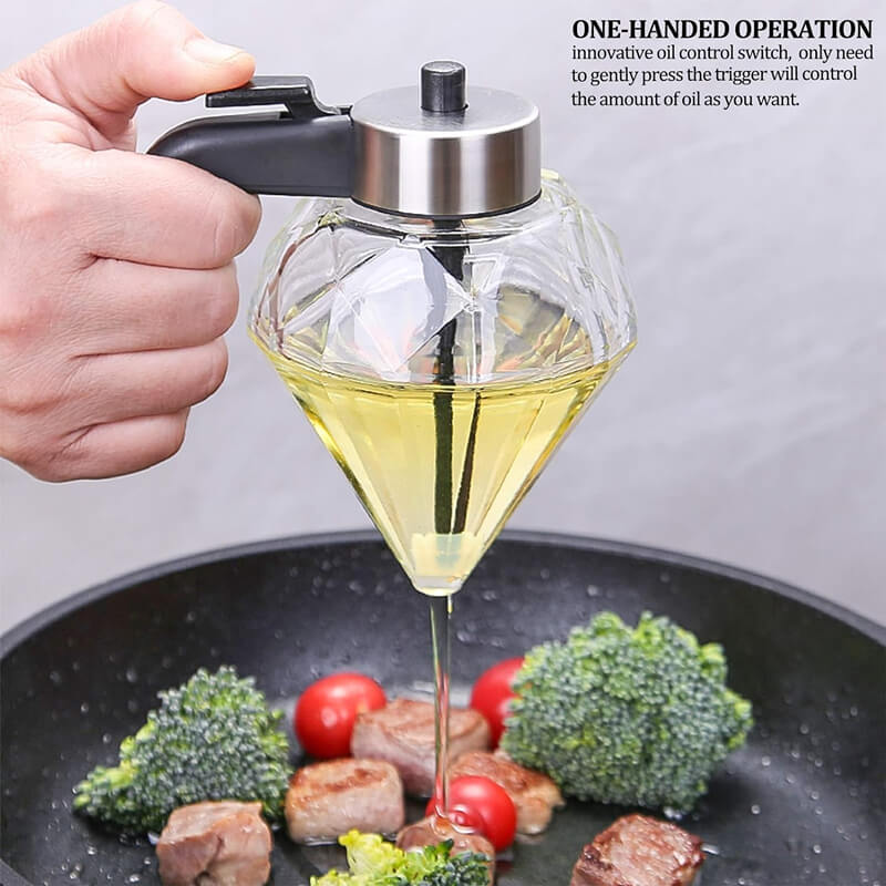 Household Diamond Glass Press Leak-proof Oil Dispenser