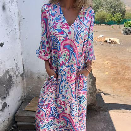 Vibrant Bohemian Printed Maxi Dress