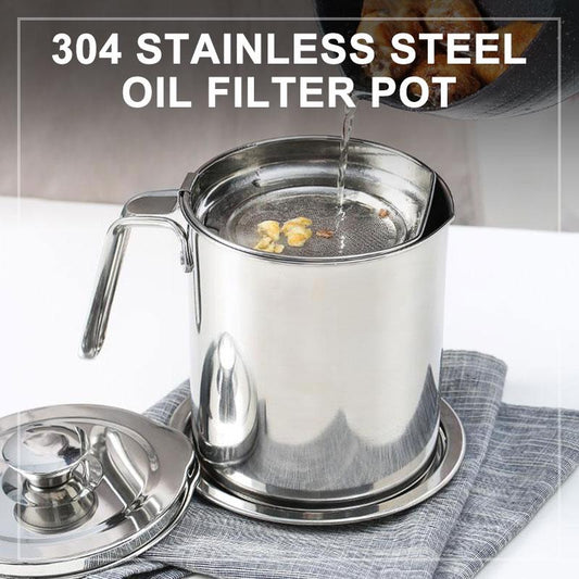 Household 304 Stainless Steel Filter Large Capacity Oil Filter Pot Oil Storage Tank